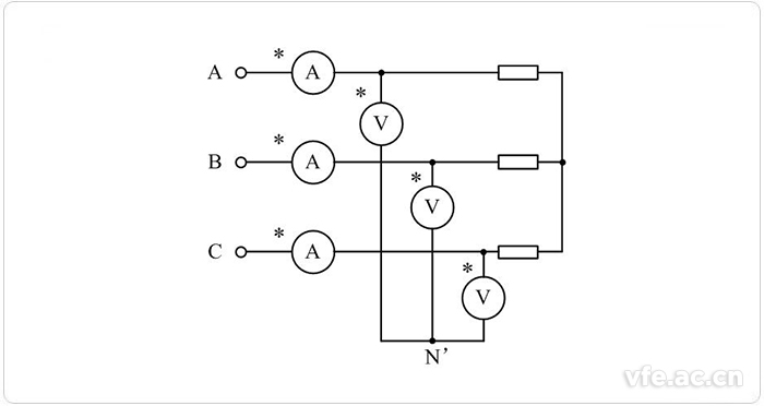 三相三线制电功率测量时的SP系列变频功率传感器接线图