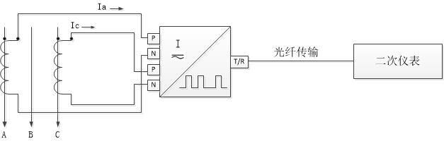 DT322数字变送器在电流互感器V形接线法中的应用原理图