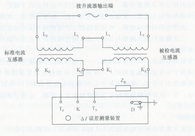 电流传感器的角差、比差及复合误差的微差法检定线路图