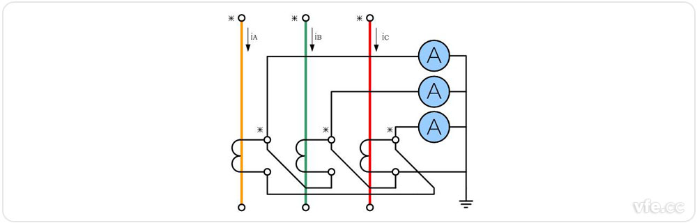 三相完全角形电流互感器接线图