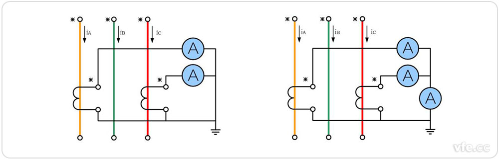 两相不完全星形接线形式电流互感器接线图