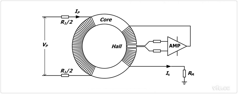 霍尔电压传感器原理图