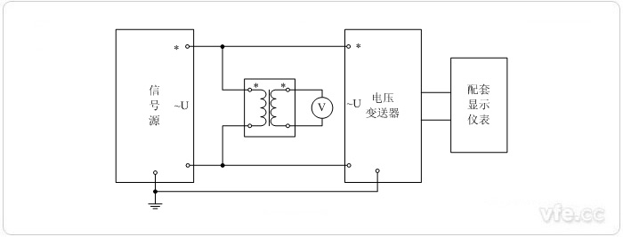 数字输出型电压变送器(电压互感器扩展标准表量程) 电压校准接线图