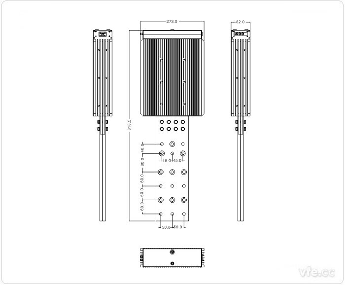 2500A、3000A、3500A刀片式SP变频功率传感器外形尺寸(单位：mm)