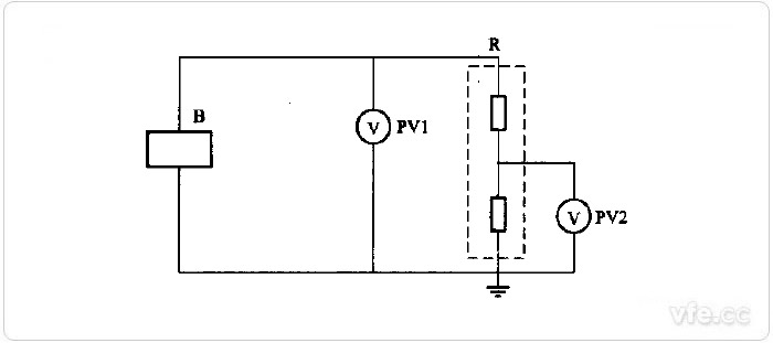 采用高压分压器作标准器检定数字高压表的线路图