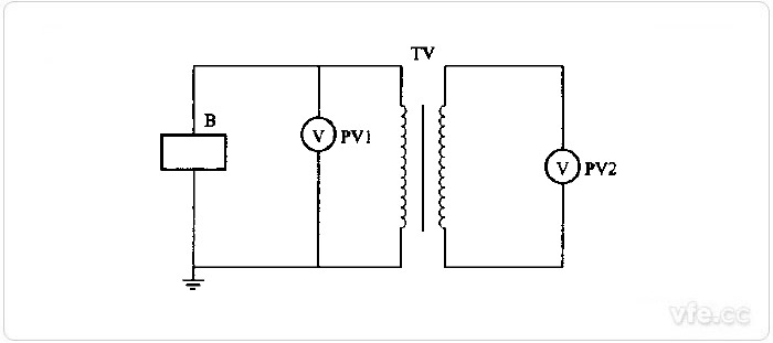 采用电压互感器作标准器检定数字高压表的线路图