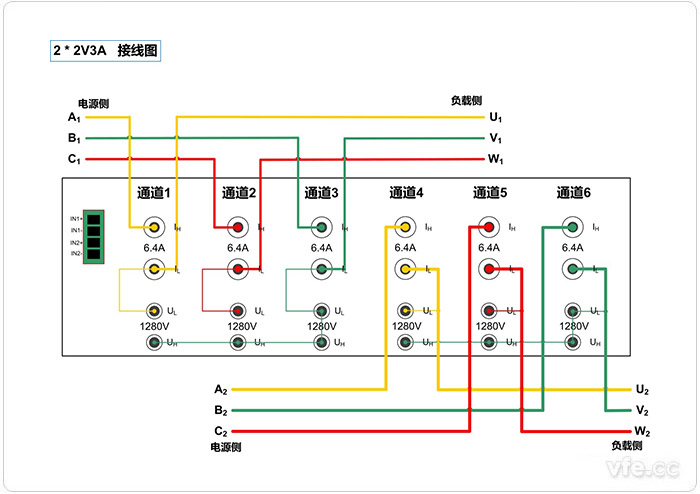 便携式功率分析仪2*2V3A接线示意图